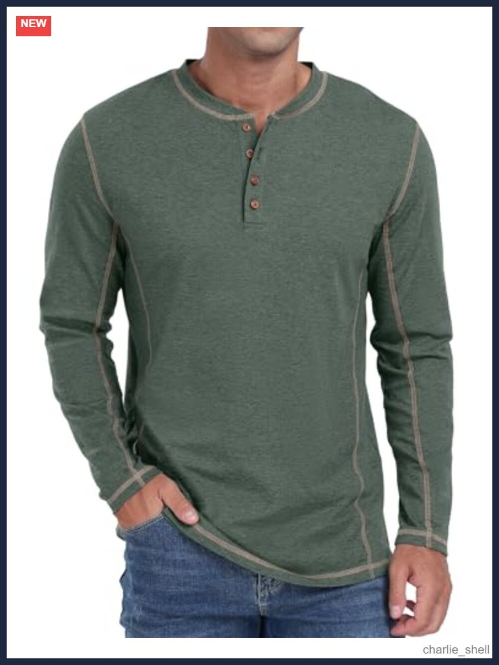 Men's Long Sleeve Cotton Henley Shirt Casual Classic Tee Button Pullover